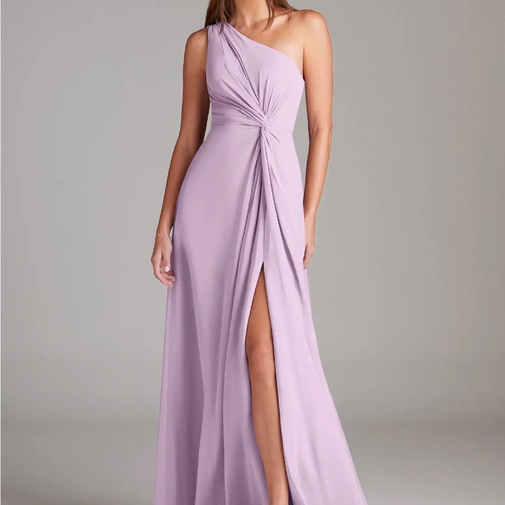 Azazie Brooke Frosted Lilac A-Line One Shoulder Chiffon Dress